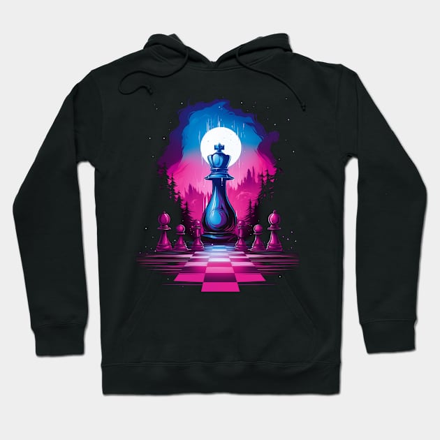 Neon Chess King Hoodie by TNM Design